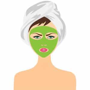 иллюстрация девушки с зеленой маской на лице
